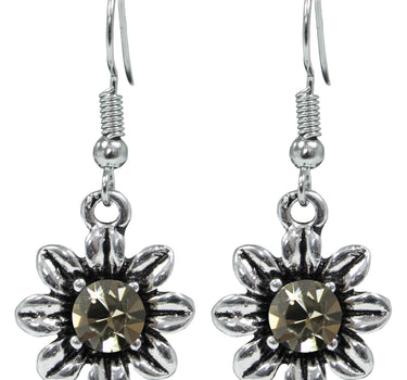 Blumen Collier mit Ohrhängern - Black Diamond