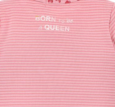 BONDI Baby Langarmbody "Mom's Princess" geringelt 86514 | Rosa