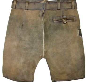 MADDOX Kurze Lederhose "Ammersee" mit Gürtel | Antik Sand