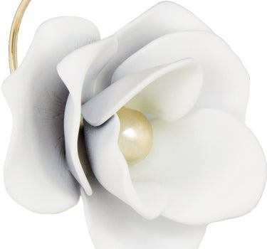 LUISIA Front Back Ohrringe Jarla mit Blumen - 16 Karat vergoldet Weiß