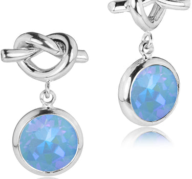 LUISIA Ohrringe mit Knoten und Kristall von Swarovski - Silber / Ocean Delite