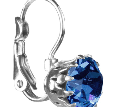 LUISIA® Ohrringe Grazia mit Kronen Anhänger und Kristall von Swarovski® - Ozeanblau