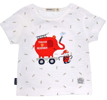 BONDI Baby Kleinkinder T-Shirt  "Feuerwehr" 93681 - Weiß | Kurzarmshirt