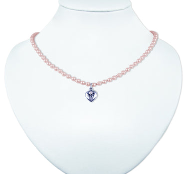 LUISIA Perlenkette Luna mit Herz und Edelweiß - Rosa