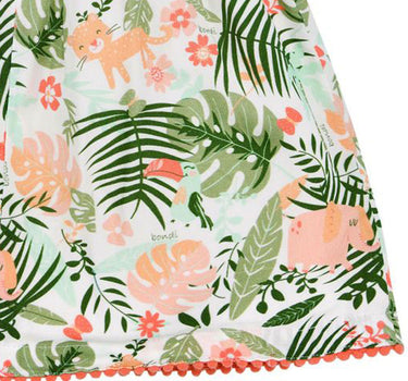BONDI Baby Mädchen Kleid "Jungle" 86605 - Weiß / Apricot / Grün | Sommerkleid