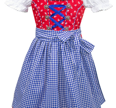 MADDOX Kinder Dirndl "Zillertal" 3-tlg. | Blümchenmuster Blau Rot