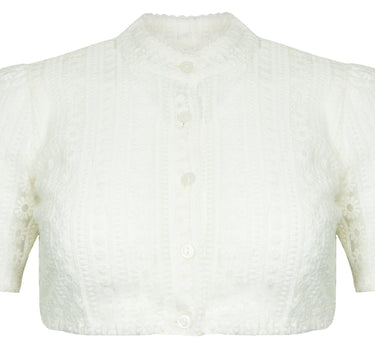 Pierre Marcel Hochgeschlossene Damen Dirndlbluse Anna mit Blümchen - Creme
