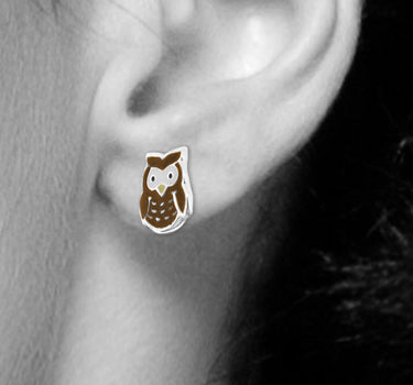 LUISIA Ohrstecker Eule - 925 Sterling Silber Braun
