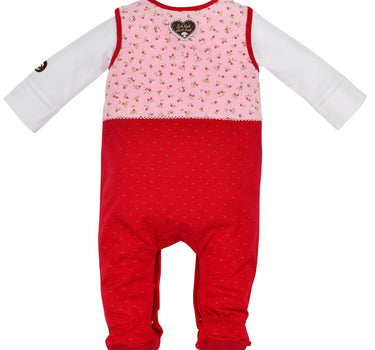 BONDI Baby Strampler "Prinzessin" mit Herz 86557 | Mädchen Overall 2-tlg. Rosa Rot