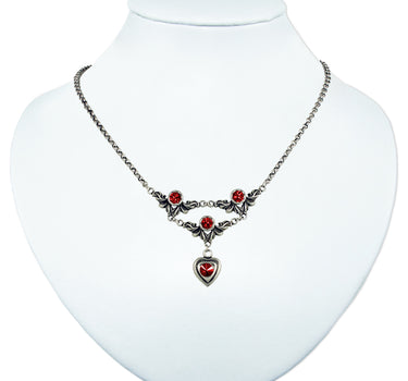 LUISIA Halskette Isabel mit Herz und Kristallen von Swarovski - Rot