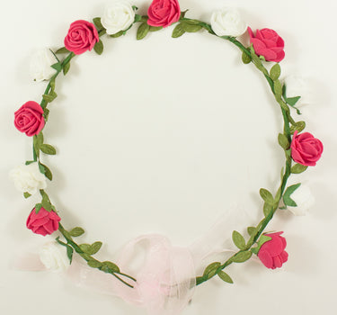 Blumenkranz Marina mit Röschen zum Binden - Pink