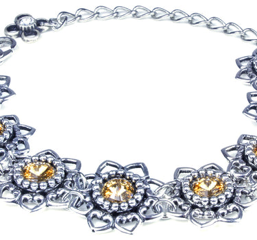 LUISIA Armband Leandra mit Herzblüten und Kristallen von Swarovski - Light Col. Topaz / Hellbraun