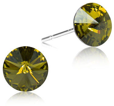 LUISIA Ohrstecker mit Kristallen von Swarovski - 6 mm Olivgrün