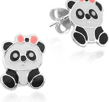 LUISIA® Ohrstecker "Panda Bär" mit Zirkonia E-15149 - 925 Sterling Silber