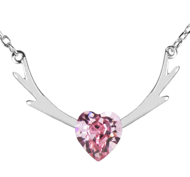 LUISIA Filigrane Damen Halskette mit Hirschkopf - 925 Silber Schmuck mit Rosa Zirkonia