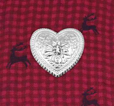 Magnet Brosche Tuchhalter - Weißgold Herz Ornament