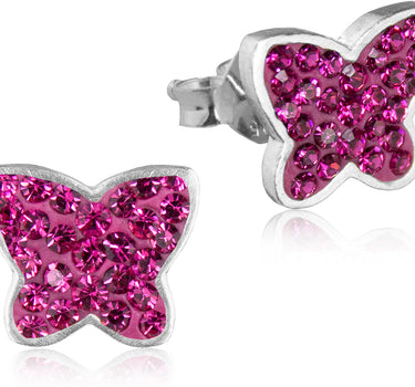 LUISIA® Ohrringe Schmetterling Kristallen von Swarovski® - 925 Sterling Silber - Pink
