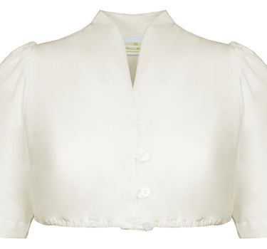 Pierre Marcel Seidige Damen Dirndlbluse Melina mit V-Ausschnitt - Creme