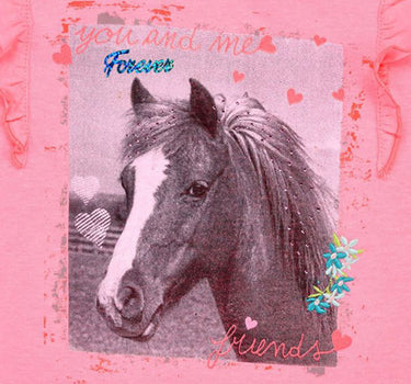 BONDI T-Shirt "Friends" mit Flügelärmel 36202 - Rosa | Mädchen Kurzarmshirt