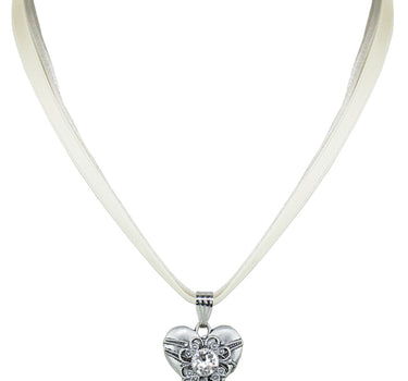 LUISIA Halskette Paula mit Herzanhänger und Kristall von Swarovski - Creme