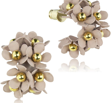 LUISIA® Halb Creolen Ohrstecker Mia mit Blüten - 16 Karat vergoldet Altrosa