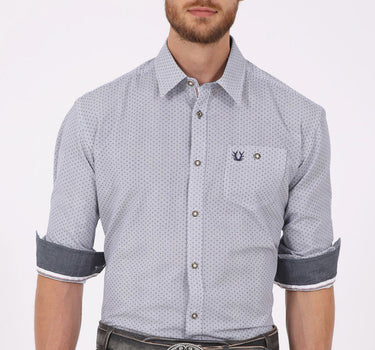 Krüger Herren Trachtenhemd "Rune" mit Hirschstickerei 901331 - Blau