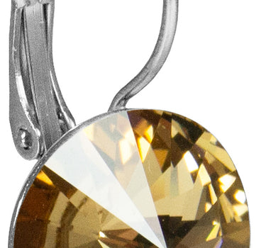 LUISIA 14 mm Ohrringe Rivoli mit Kristallen von Swarovski - Light Col. Topaz / Hellbraun
