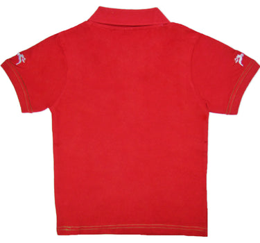 Isar-Trachten Kinder Poloshirt "Benjamin" mit Hirschstickerei | Rot