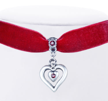 LUISIA® Samt Kropfband "Heart in Heart" | Rot
