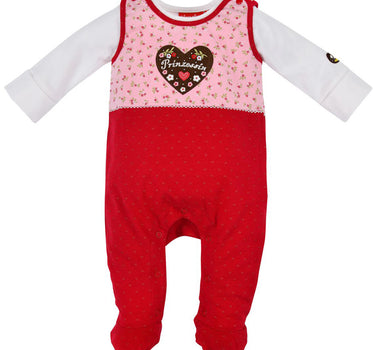 BONDI Baby Strampler "Prinzessin" mit Herz 86557 | Mädchen Overall 2-tlg. Rosa Rot