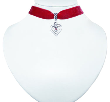 LUISIA® Samt Kropfband "Heart in Heart" | Rot