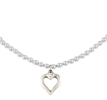 LUISIA Perlenkette Eva mit Herzanhänger - Silbergrau