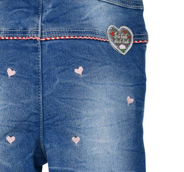 BONDI Baby Mädchen Trachten Jeans "I mog di" mit Herzen 86565 | Blau