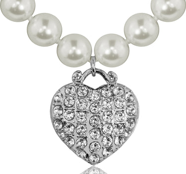 LUISIA® Perlen Kette mit Strass Herz und Kristallen von Swarovski®
