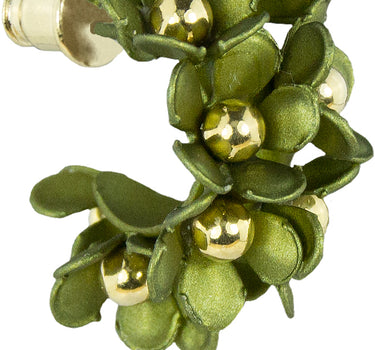 LUISIA Halb Creolen Ohrstecker Mia mit Blüten - 16 Karat vergoldet Olivgrün