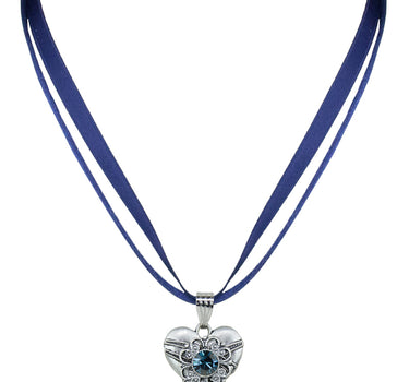 LUISIA Halskette Paula mit Herzanhänger und Kristall von Swarovski - Ozeanblau