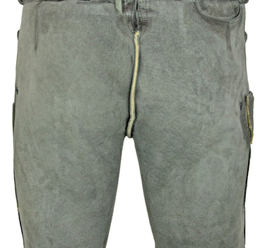 MADDOX Kurze Trachten Lederhose "Engelbert" mit Gürtel | Vegetabil Kohle Grau