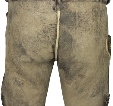 MADDOX Kurze Herren Lederhose Hartsee mit Gürtel | Erde Gold