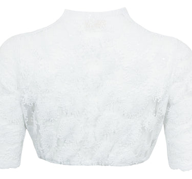 Pierre Marcel Damen Halbarm Spitzen Dirndlbluse Bernice mit Pailletten - Weiß