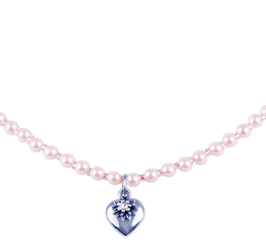 LUISIA Perlenkette Luna mit Herz und Edelweiß - Rosa