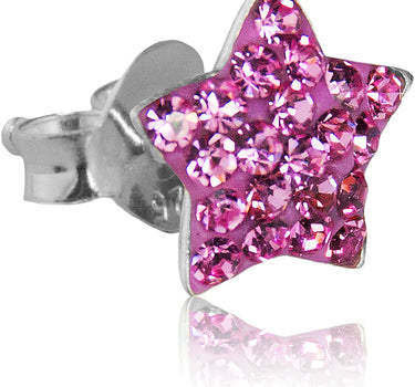 LUISIA Ohrringe Stern mit Kristallen von Swarovski - 925 Sterling Silber - Pink