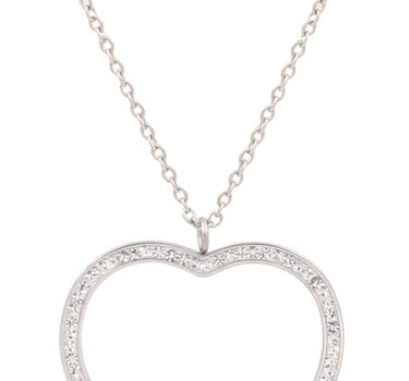 LUISIA Edelstahl Halskette 80+5 cm Silber mit Anhänger | Herz mit Zirkonia