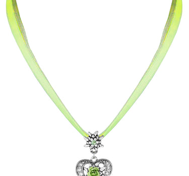 Herz Trachten Halskette mit Rose und Edelweiß | Hellgrün