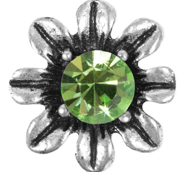 Silbernes Strass Armband mit Blüten - Hellgrün