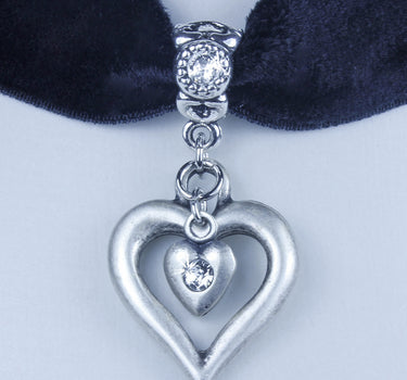 LUISIA® Samt Kropfband "Heart in Heart" | Schwarz