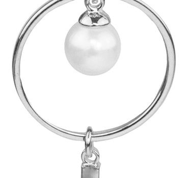 LUISIA Ohrstecker mit Ring, Perle und Kristallen von Swarovski - Grau