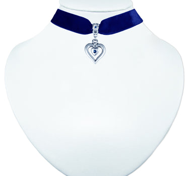 LUISIA® Samt Kropfband "Heart in Heart" | Dunkelblau