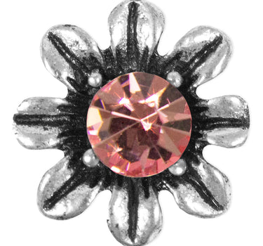 Silbernes Strass Armband mit Blüten - Rosa