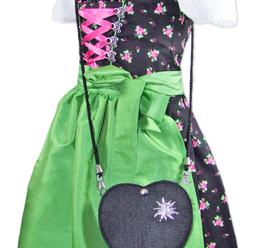 Kinder Herz Trachten Handtasche mit Edelweiß | Hellgrün