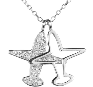 LUISIA® Filigrane Damen Halskette mit Flugzeugen | 925 Silber mit Zirkonia